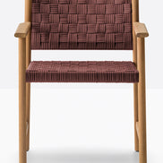 Fauteuil Griante teck, sangle bordeaux