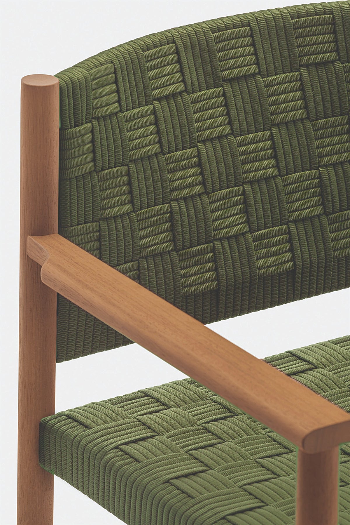 Détail de la sangle vert olive du fauteuil Griante