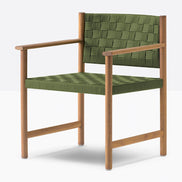 Fauteuil Griante teck, sangle vert olive
