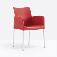 Fauteuil Ice Pedrali rouge, pieds aluminium