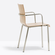 Fauteuil Kuadra XL 2402 / 2412 Pedrali, bois chêne blanchi