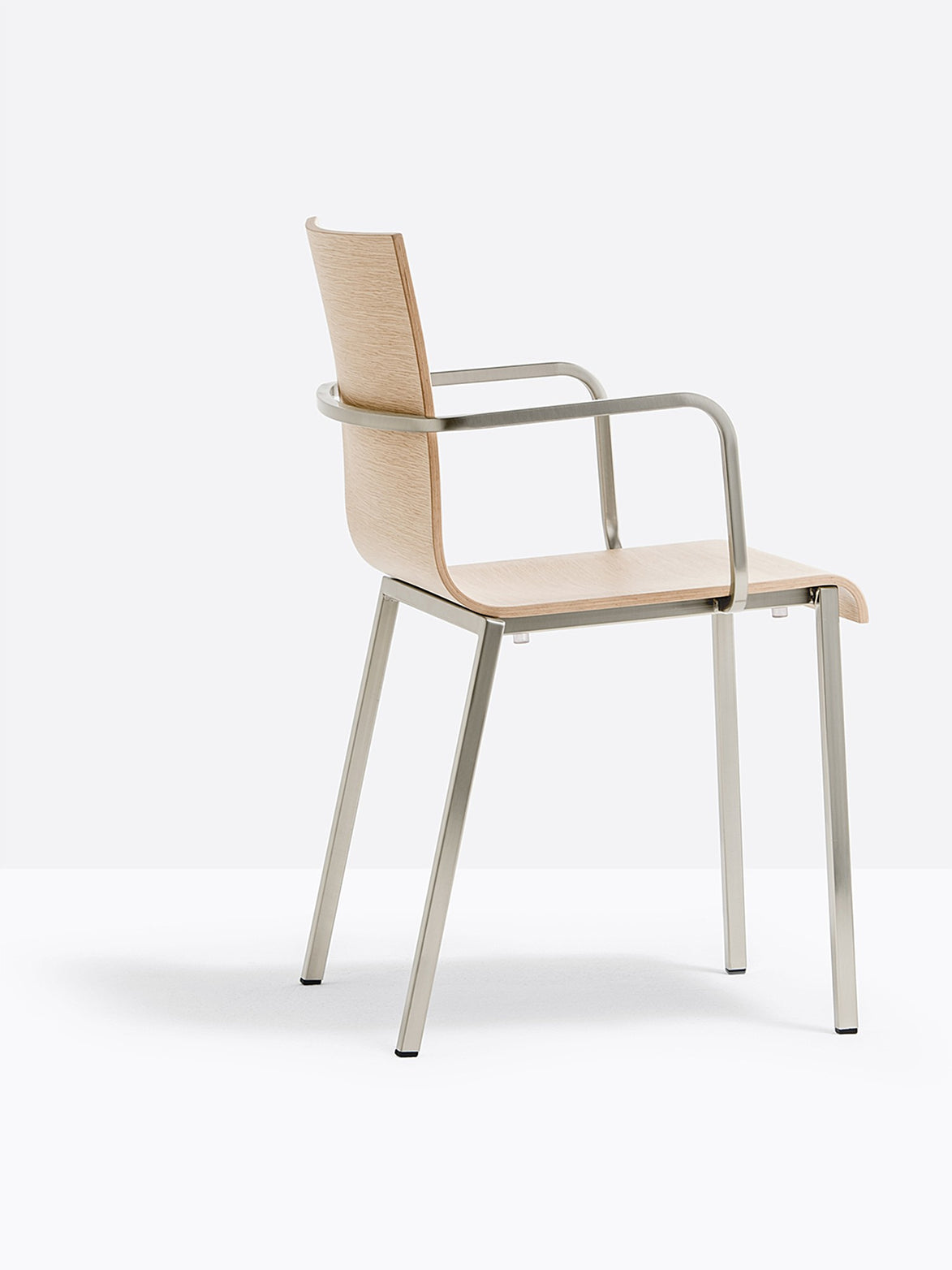 Fauteuil Kuadra XL 2402 / 2412 Pedrali, bois chêne blanchi