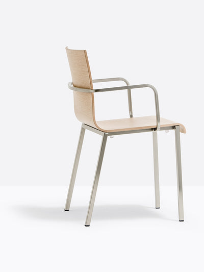 Fauteuil Kuadra XL 2402 / 2412 Pedrali, bois chêne blanchi