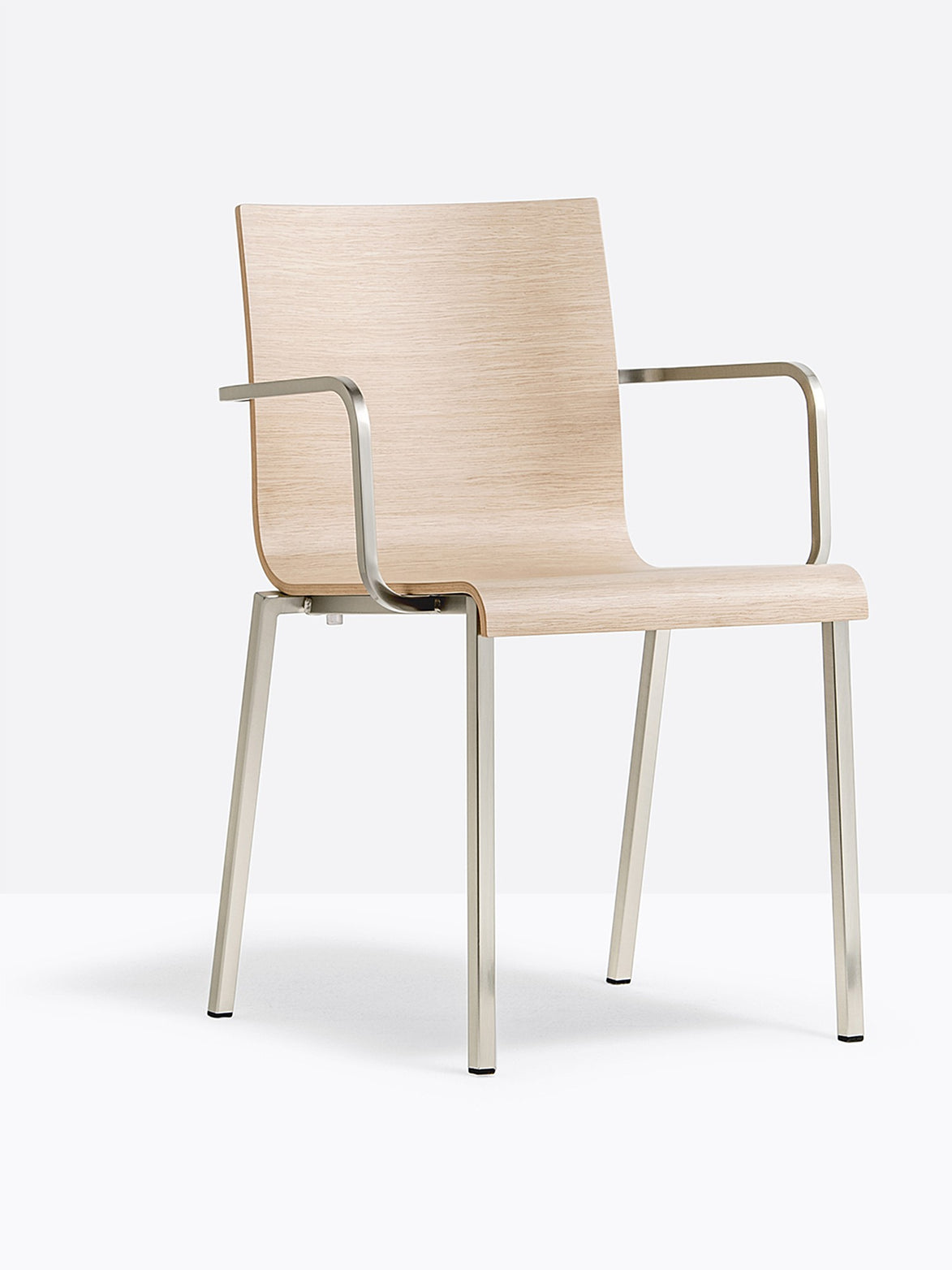 Fauteuil Kuadra XL 2402 / 2412 Pedrali, bois chêne blanchi