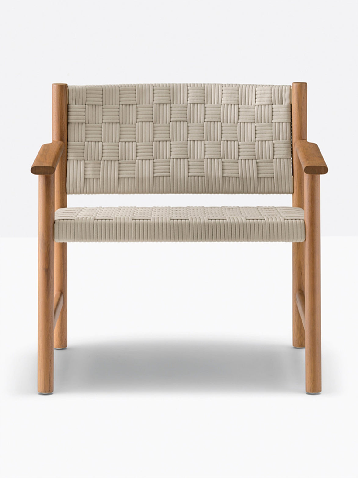 Fauteuil lounge Griante teck, sangle beige