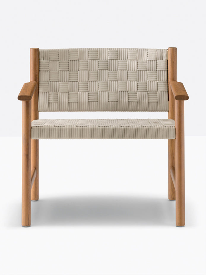 Fauteuil lounge Griante teck, sangle beige