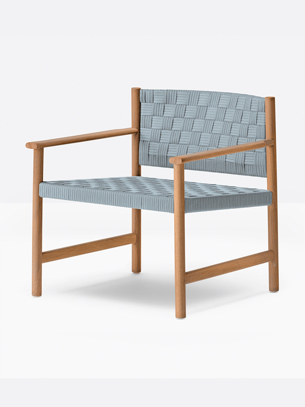 Fauteuil lounge Griante bleu ciel vue de trois quarts