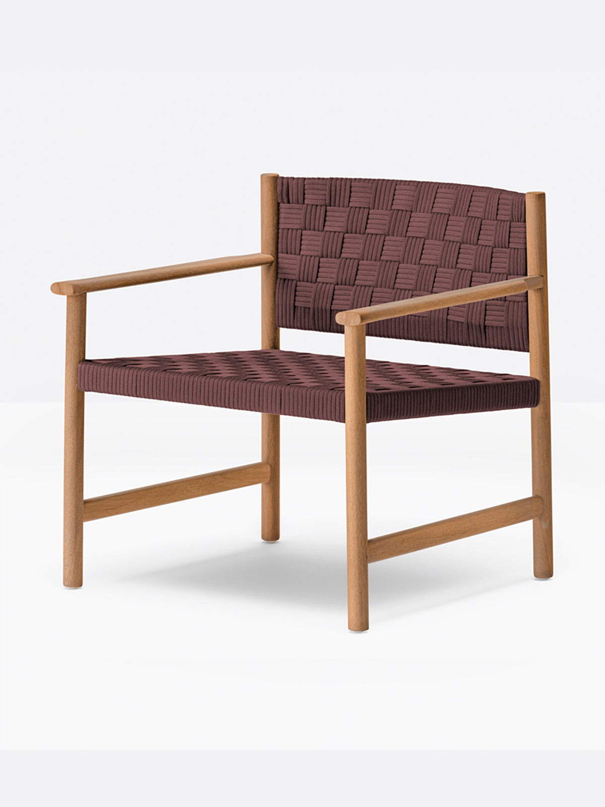 Fauteuil lounge Griante bordeaux vue de trois quarts
