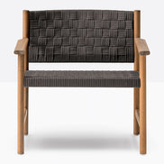 Fauteuil lounge Griante teck, sangle gris anthracite