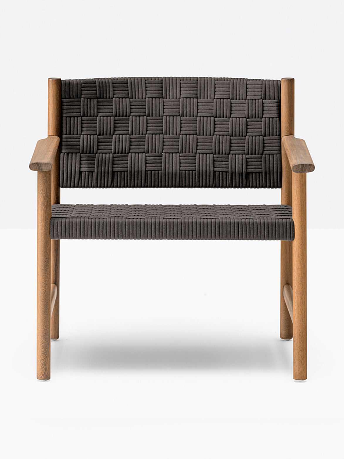 Fauteuil lounge Griante teck, sangle gris anthracite