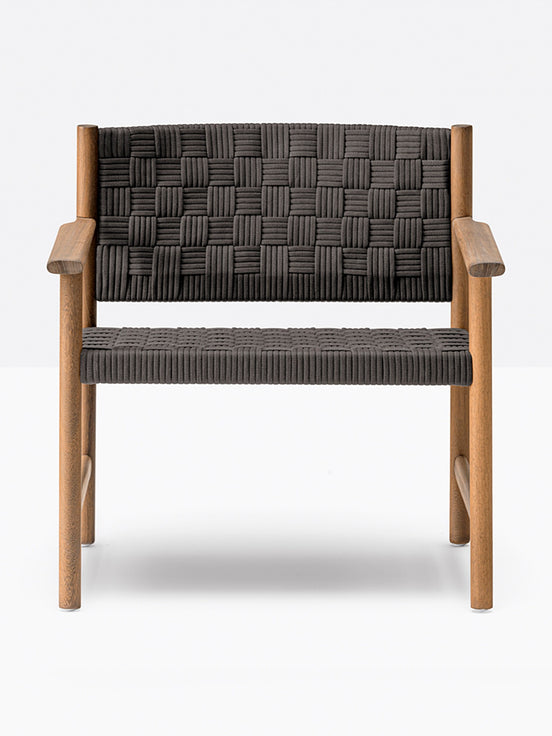 Fauteuil lounge Griante teck, sangle gris anthracite