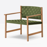 Fauteuil lounge Griante vert olive vue de trois quarts