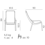 Fauteuil lounge Net Nardi – plan coté, dimensions