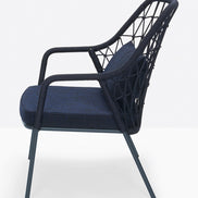 Fauteuil lounge Panarea bleu marine vue de profil