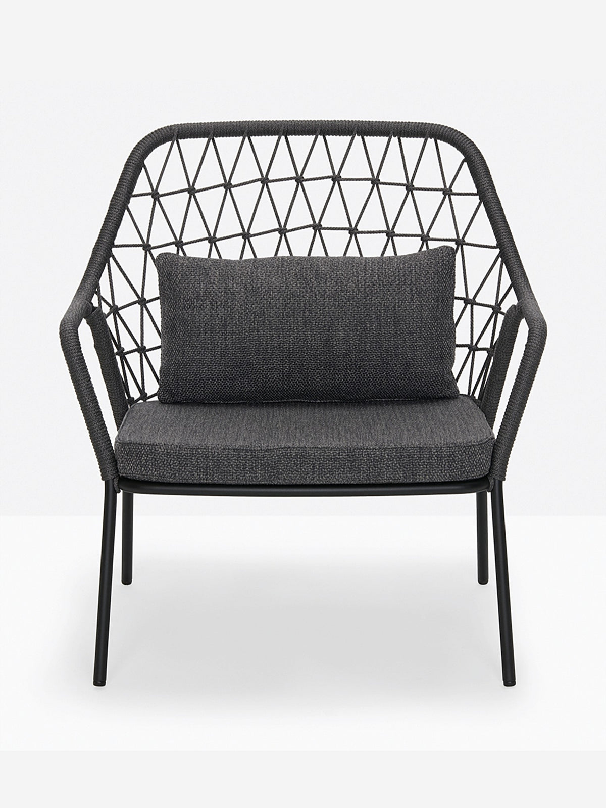 Fauteuil lounge Panarea noir, coussin anthracite