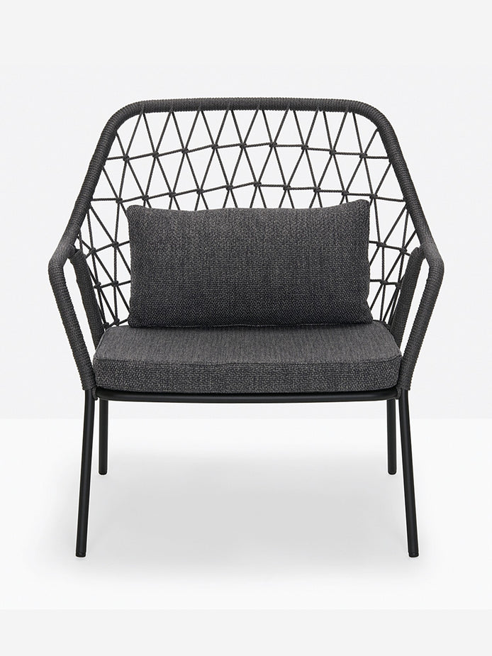 Fauteuil lounge Panarea noir, coussin anthracite