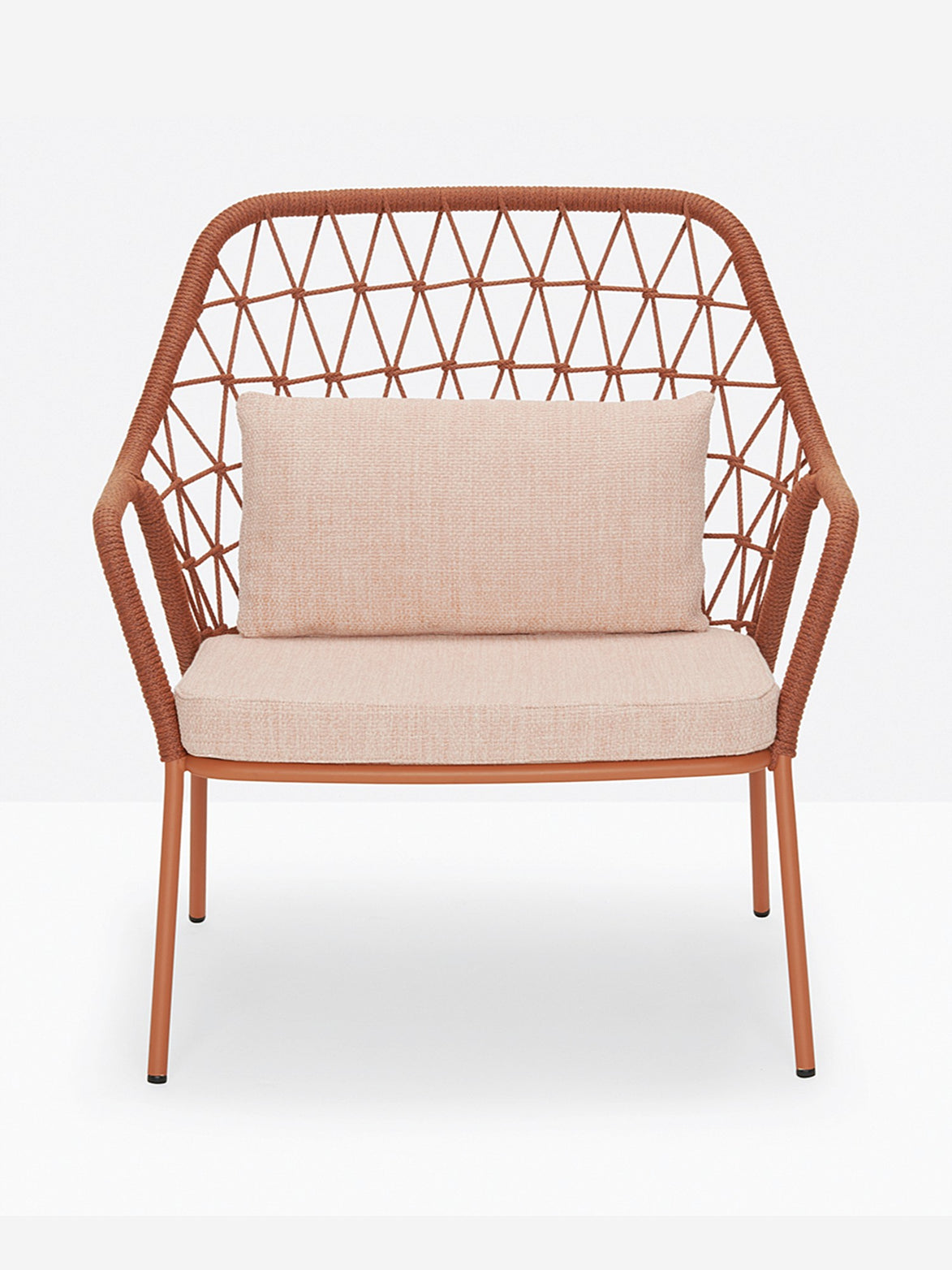 Fauteuil lounge Panarea terracotta, coussin rose