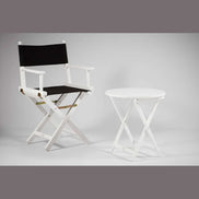 Fauteuil metteur en scène Cinéma laqué blanc, toile noire, avec guéridon pliant