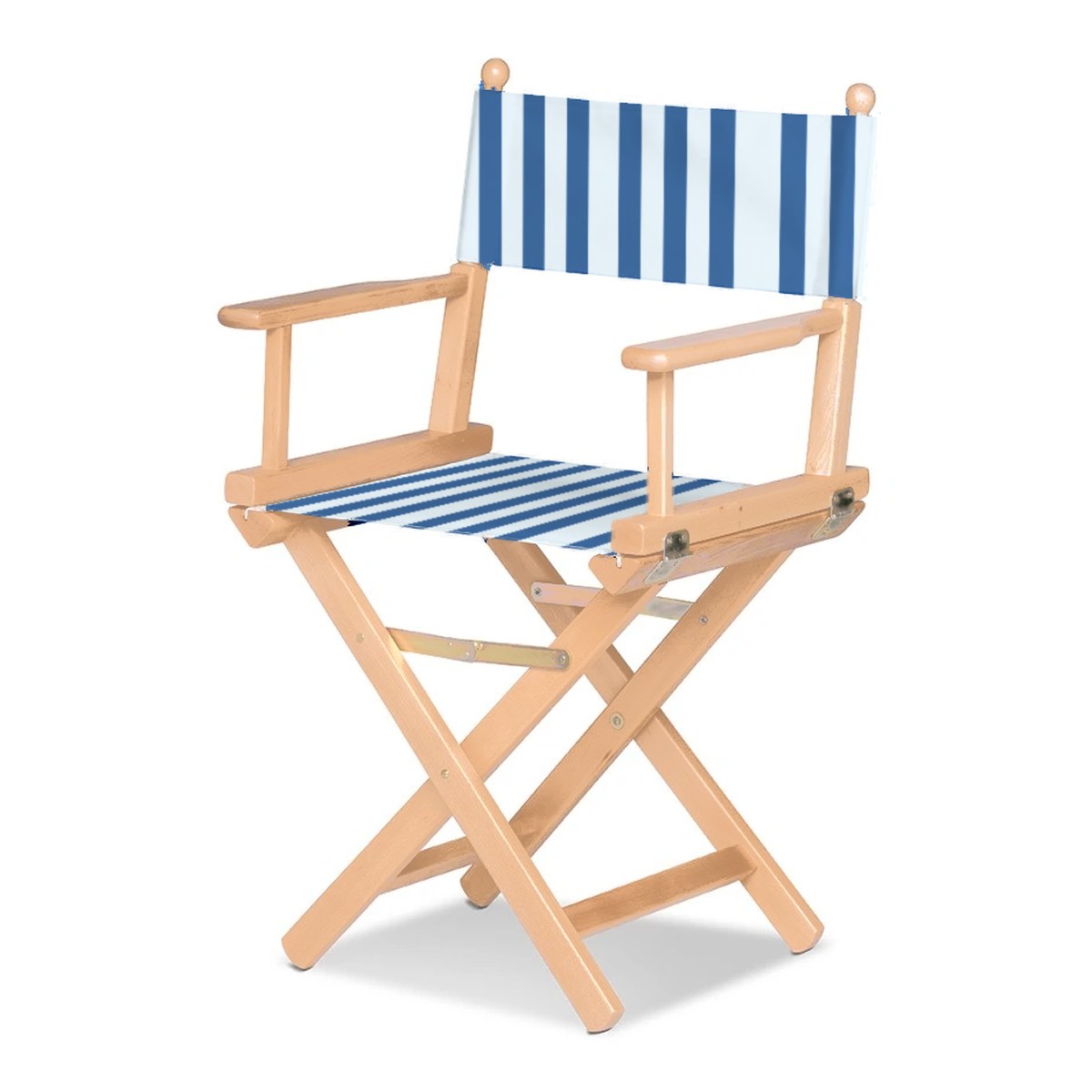 Fauteuil metteur en scène Cinéma — vernis naturel, toile Rayé blanc bleu 012