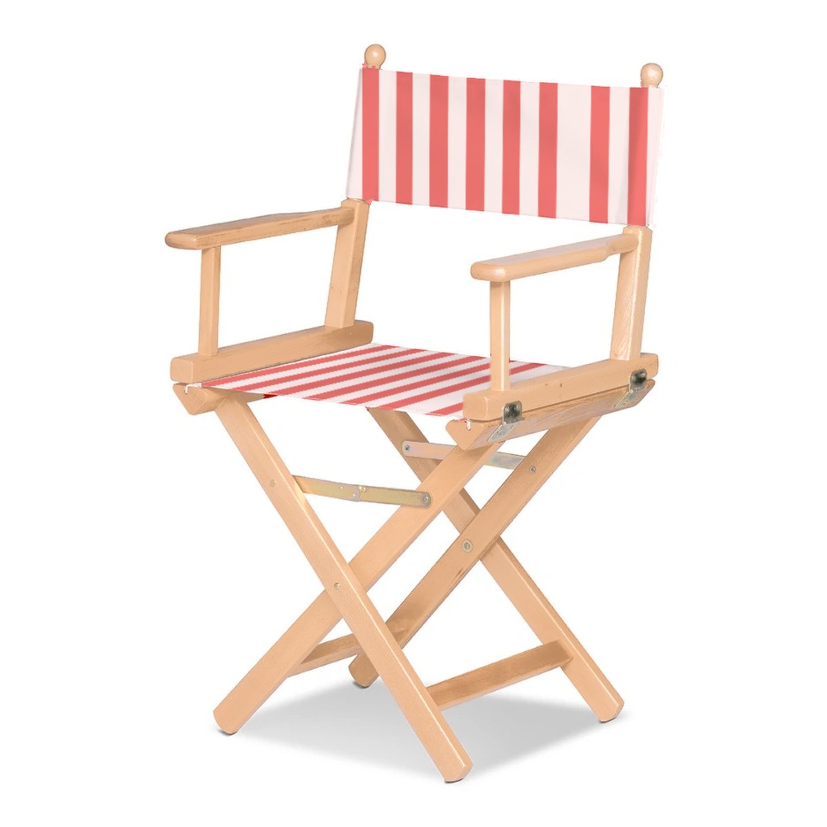 Fauteuil metteur en scène Cinéma — vernis naturel, toile Rayé blanc rouge 028