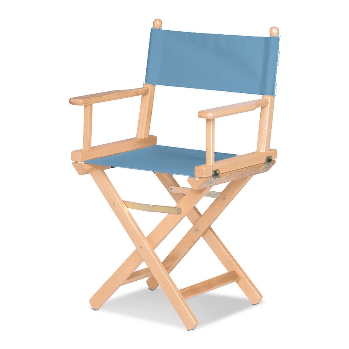Fauteuil metteur en scène Cinéma — vernis naturel, toile Bleu ciel 083