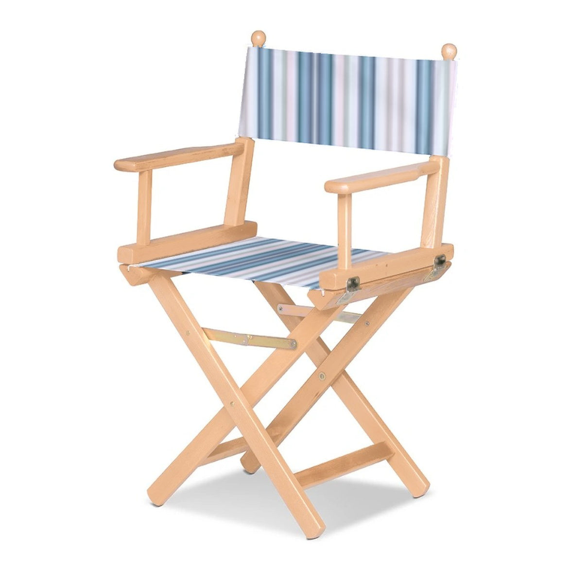 Fauteuil metteur en scène Cinéma — vernis naturel, toile Rayé multicolore bleu 153