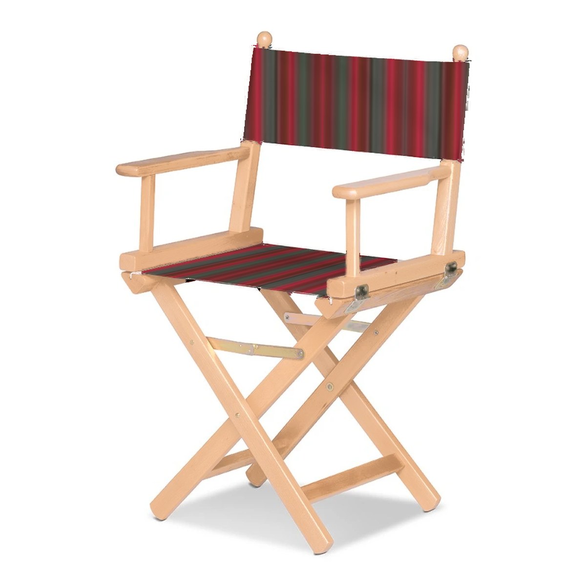 Fauteuil metteur en scène Cinéma — vernis naturel, toile Rayé multicolore rouge 662