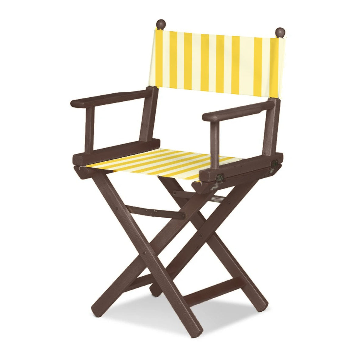 Fauteuil metteur en scène Cinéma — vernis noyer, toile Rayé blanc jaune 011