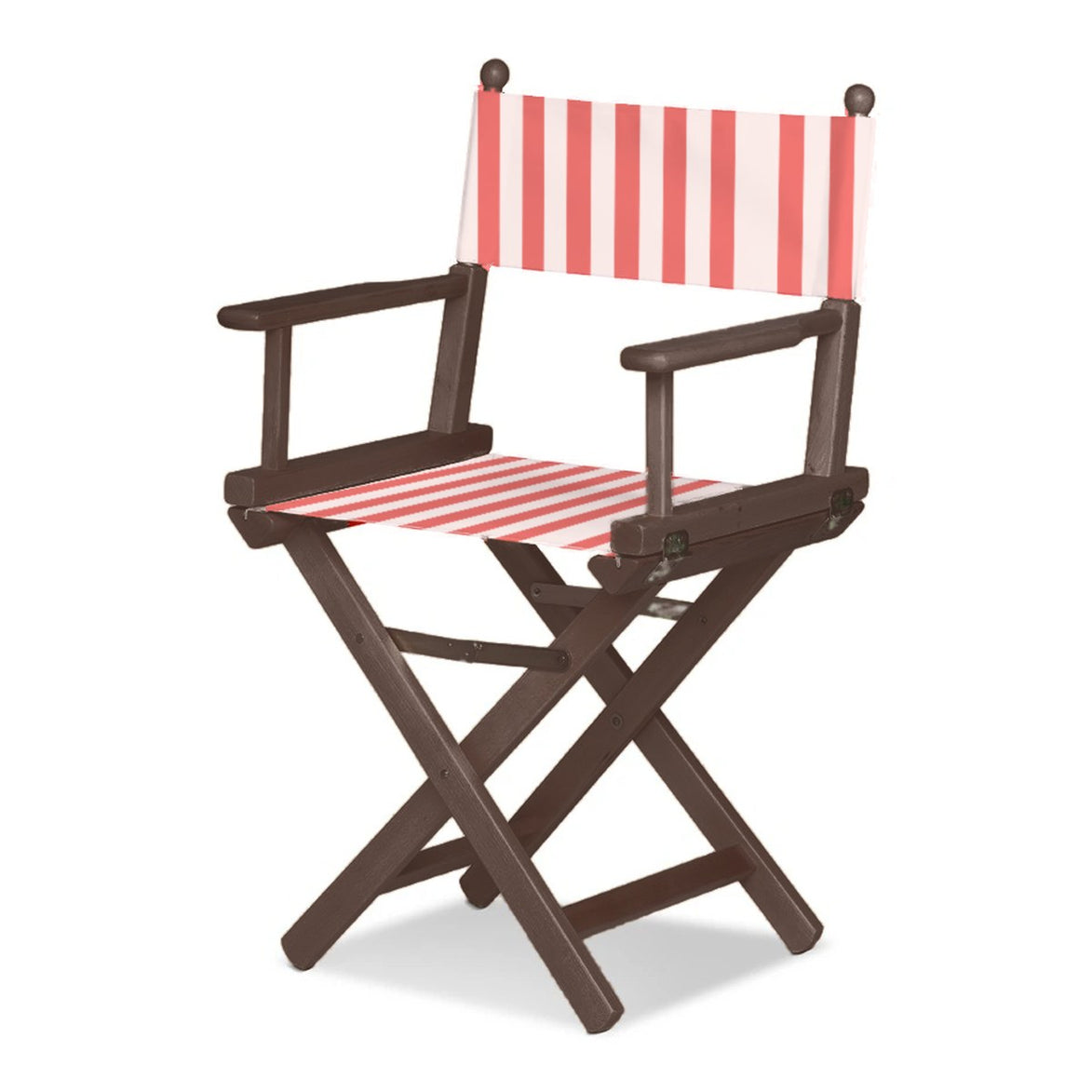 Fauteuil metteur en scène Cinéma — vernis noyer, toile Rayé blanc rouge 028