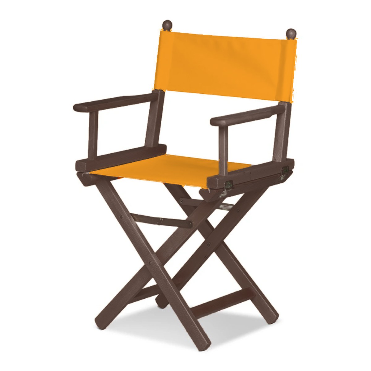 Fauteuil metteur en scène Cinéma — vernis noyer, toile Mandarine 066