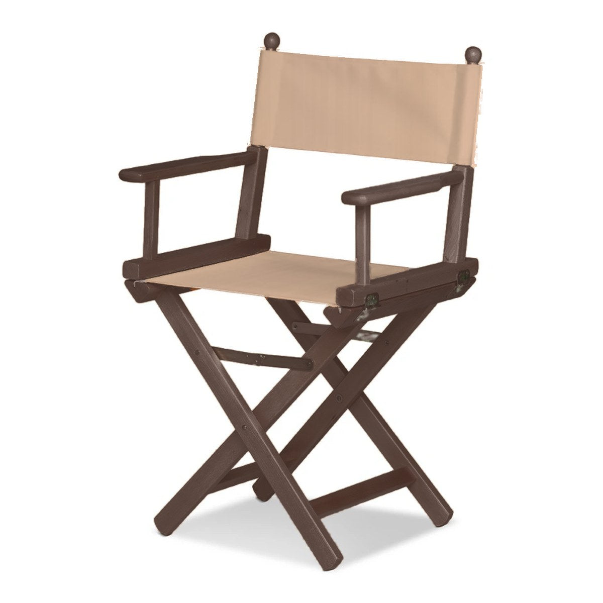 Fauteuil metteur en scène Cinéma — vernis noyer, toile Rayé beige écru 512