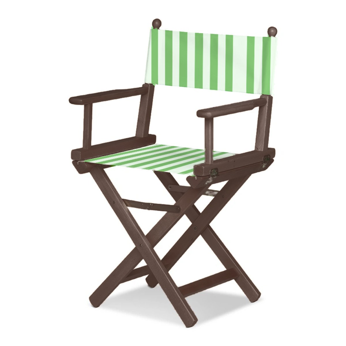 Fauteuil metteur en scène Cinéma — vernis noyer, toile Rayé blanc vert 569