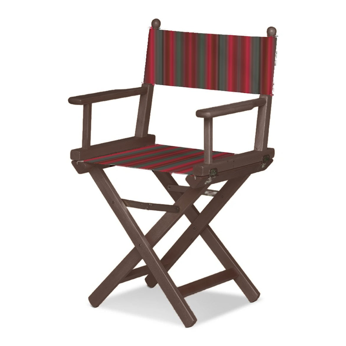 Fauteuil metteur en scène Cinéma — vernis noyer, toile Rayé multicolore rouge 662