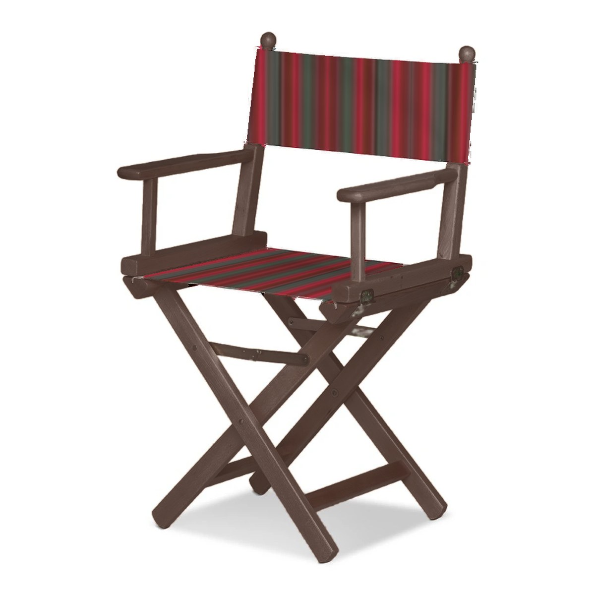 Fauteuil metteur en scène Cinéma — vernis noyer, toile Rayé multicolore rouge 662