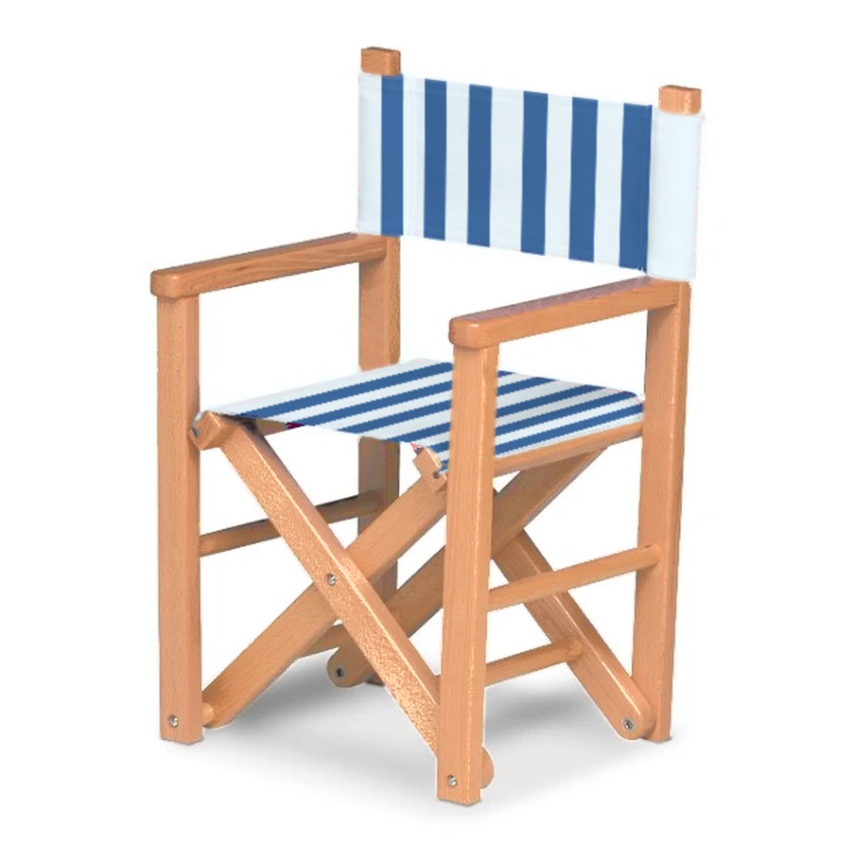 Fauteuil metteur en scène enfant Dakota — huile de lin, toile Rayé blanc bleu 012