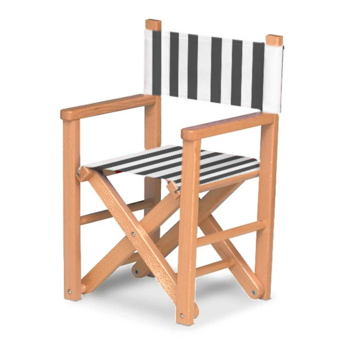 Fauteuil metteur en scène enfant Dakota — huile de lin, toile Rayé blanc noir 014