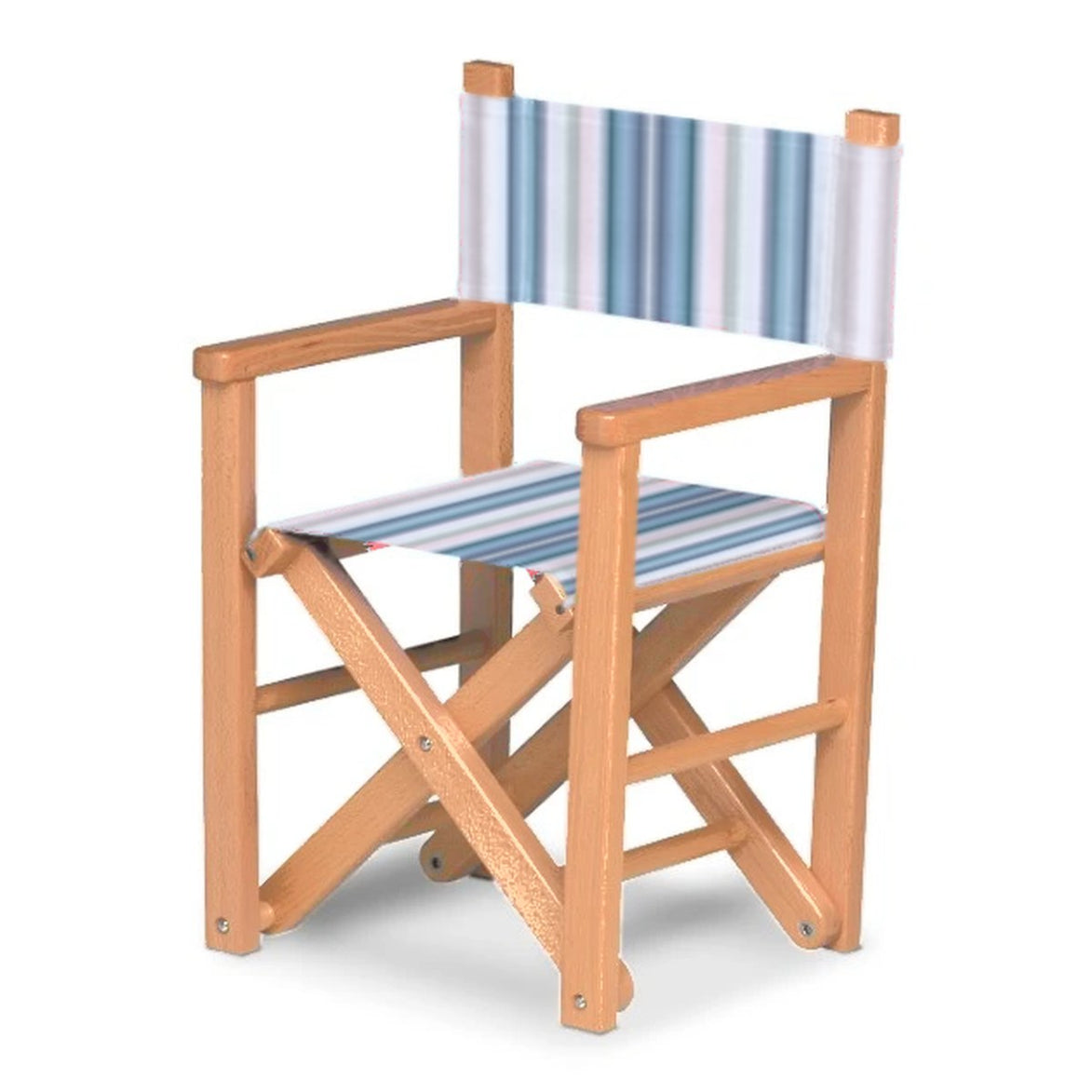 Fauteuil metteur en scène enfant Dakota — huile de lin, toile Rayé multicolore bleu 153