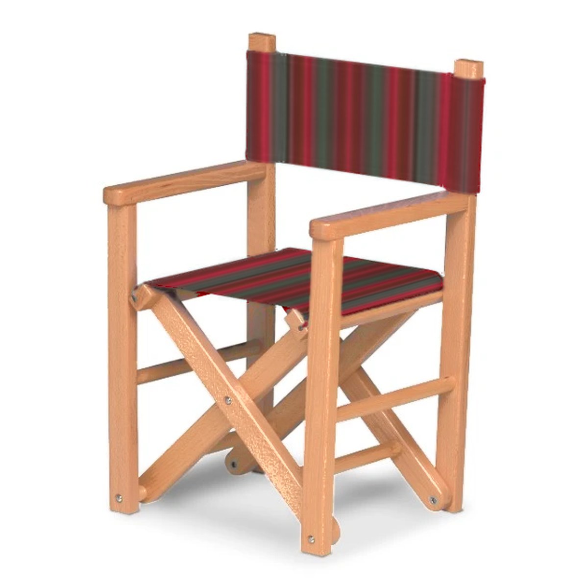 Fauteuil metteur en scène enfant Dakota — huile de lin, toile Rayé multicolore rouge 662