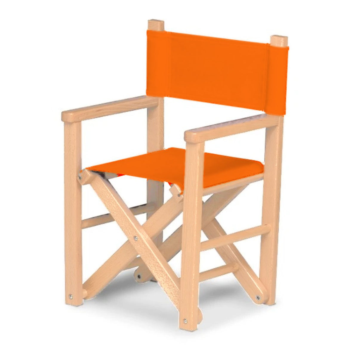 Fauteuil metteur en scène enfant Dakota — vernis naturel, toile Orange 004