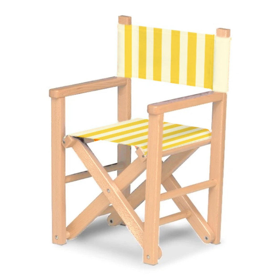 Fauteuil metteur en scène enfant Dakota — vernis naturel, toile Rayé blanc jaune 011
