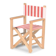 Fauteuil metteur en scène enfant Dakota — vernis naturel, toile Rayé blanc rouge 028