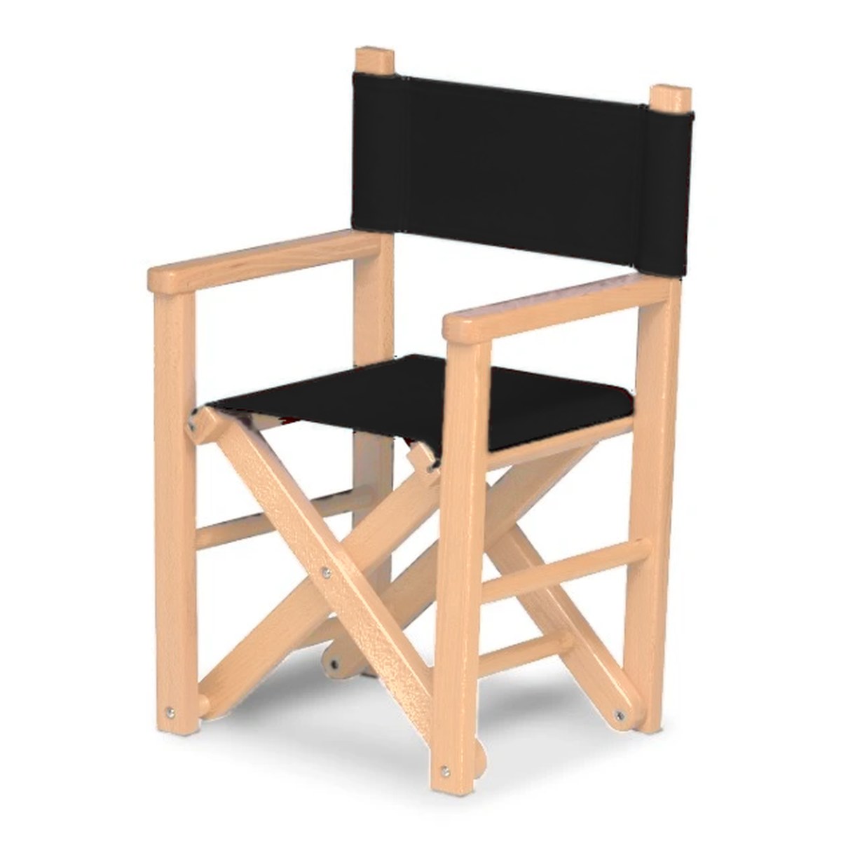 Fauteuil metteur en scène enfant Dakota — vernis naturel, toile Noir 039
