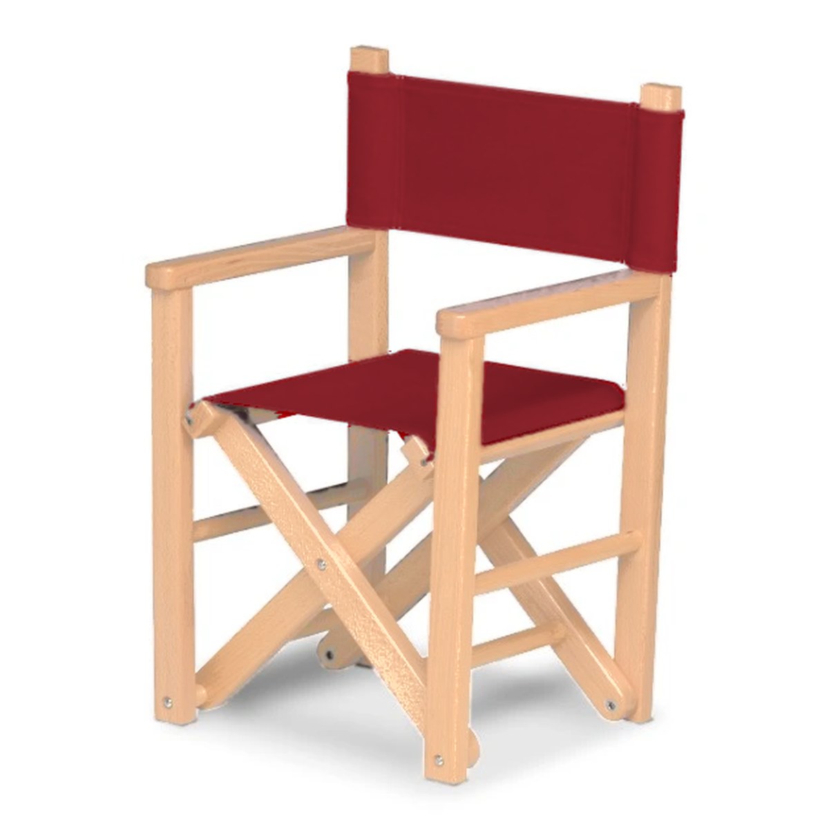 Fauteuil metteur en scène enfant Dakota — vernis naturel, toile Bordeaux 060