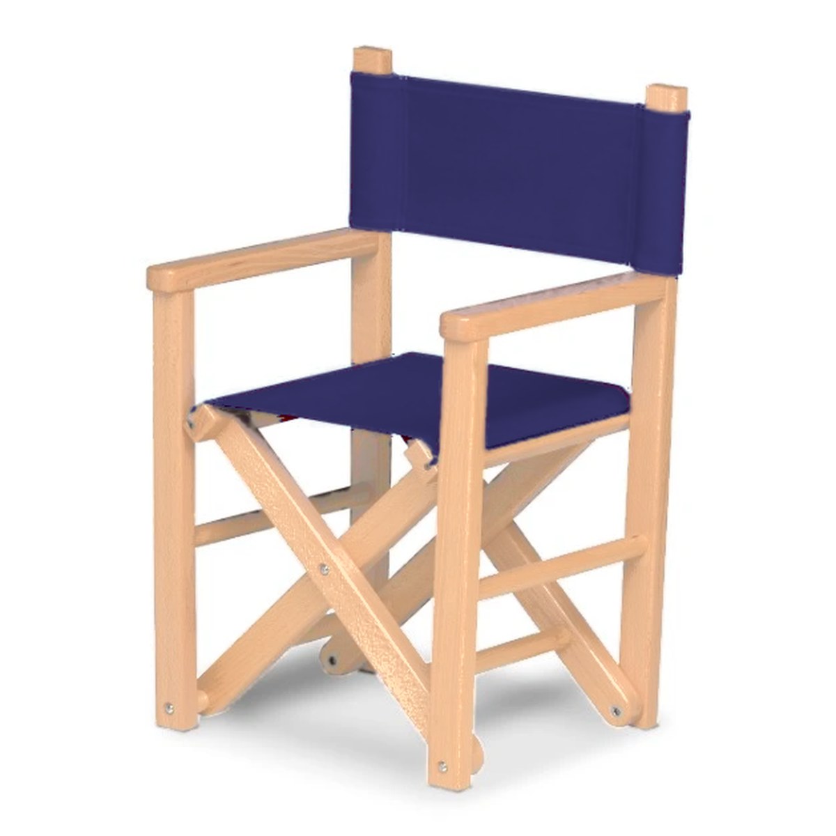 Fauteuil metteur en scène enfant Dakota — vernis naturel, toile Bleu nuit 063