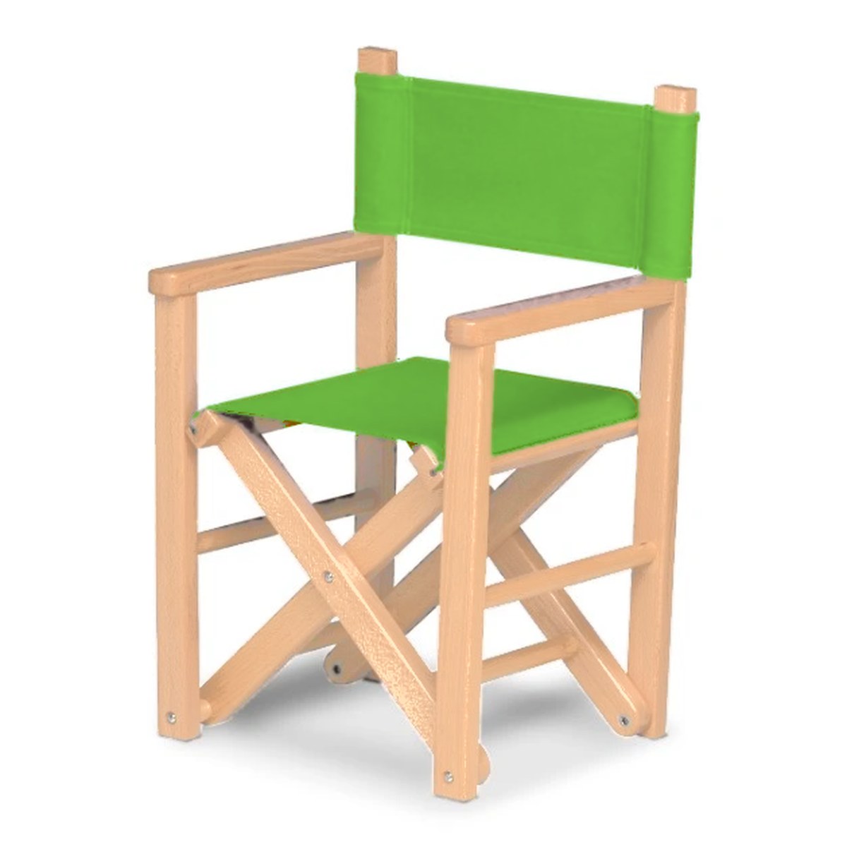 Fauteuil metteur en scène enfant Dakota — vernis naturel, toile Vert pistache 064