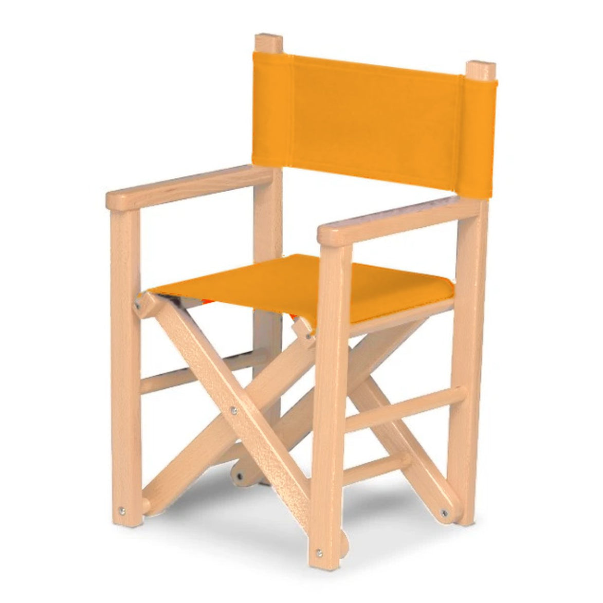 Fauteuil metteur en scène enfant Dakota — vernis naturel, toile Mandarine 066