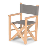 Fauteuil metteur en scène enfant Dakota — vernis naturel, toile Gris clair 067