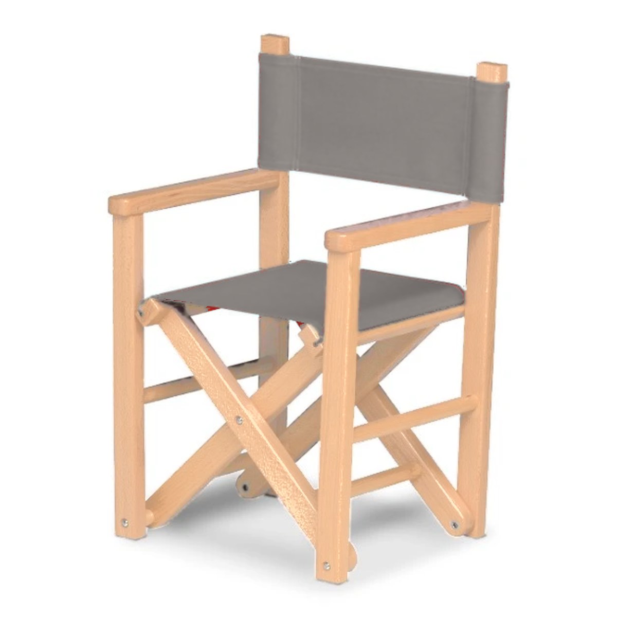 Fauteuil metteur en scène enfant Dakota — vernis naturel, toile Gris clair 067