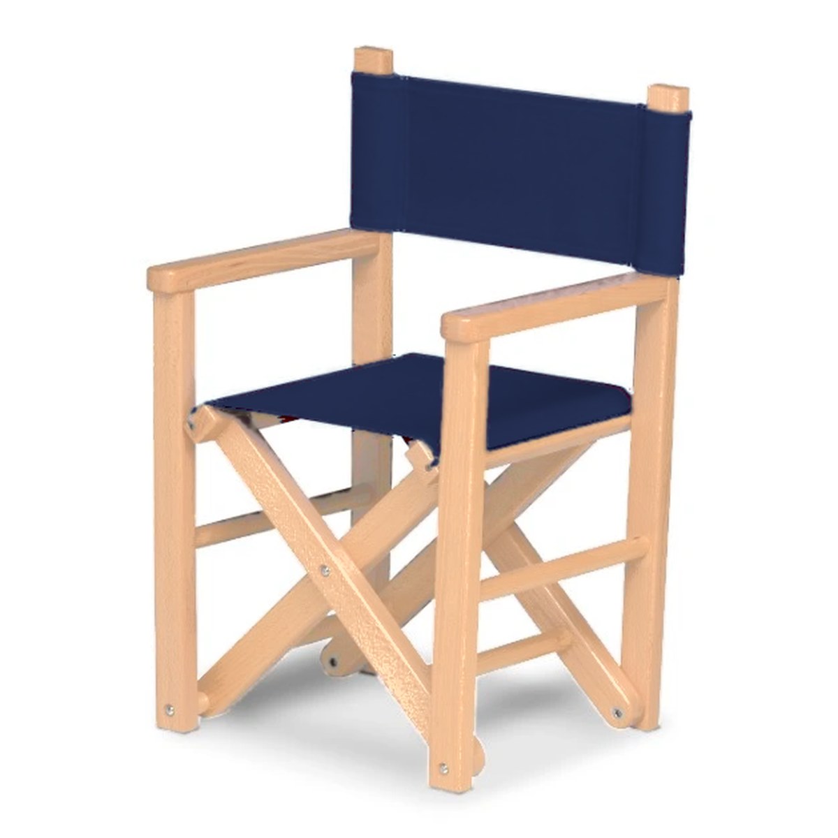 Fauteuil metteur en scène enfant Dakota — vernis naturel, toile Bleu marine 077
