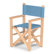 Fauteuil metteur en scène enfant Dakota — vernis naturel, toile Bleu ciel 083